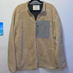 Y2K Old Navy Sherpa Jacket - Beige/Grey - Mens Sz XL